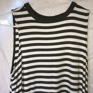 Green and white stripe dress.